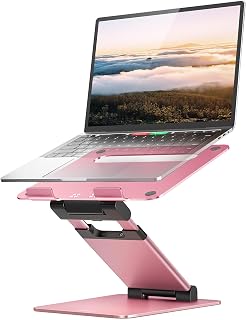 Nulaxy Laptop Stand Adjustable, Ergonomic Standing Laptop Holder for Desk, Laptop Riser Height from 1.2" to 20", Supports up to 22lbs, Compatible with MacBook, All Laptops Tablets 10-17" (Rose Gold)