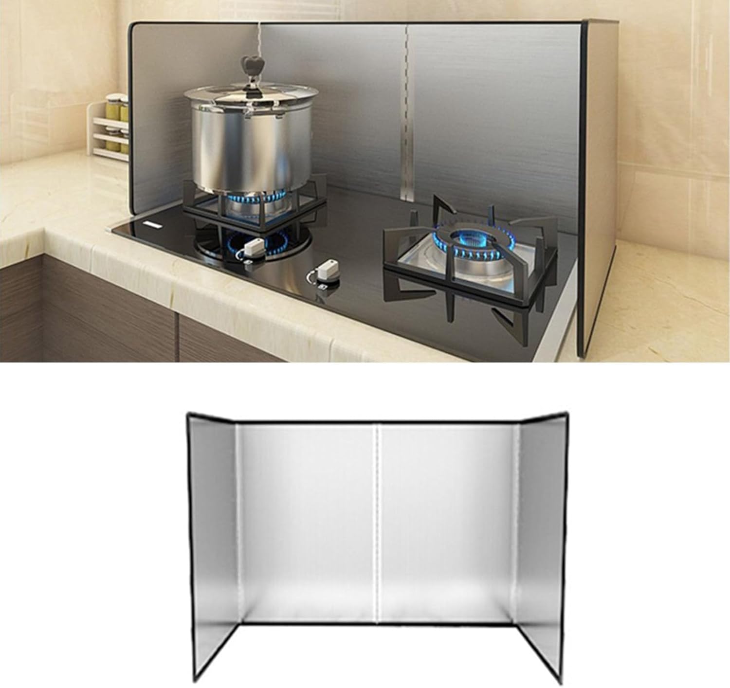 4 パネル非錆鋼グリース飛び散りガード折りたたみデザインキッチンストーブ保護掃除が簡単省スペースストーブスプラッシュプロテクター