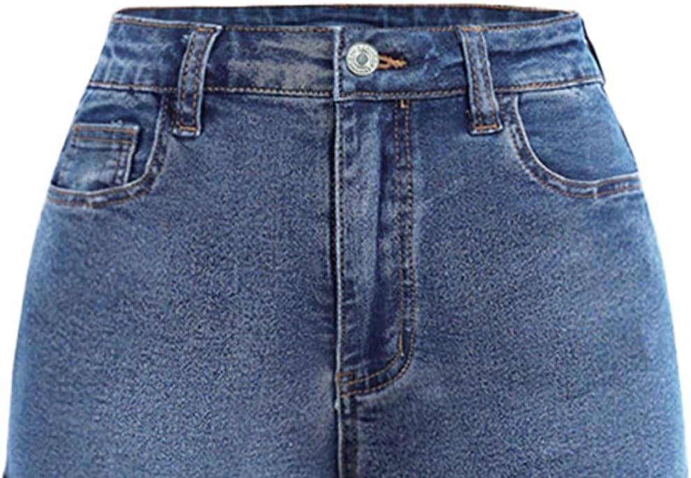 Nivne Tco Tween Girls Denim Shorts with Embroidered Back Pockets, Rolled Hem & 5-Pocket Distressed Zipper Fly Jean Shorts