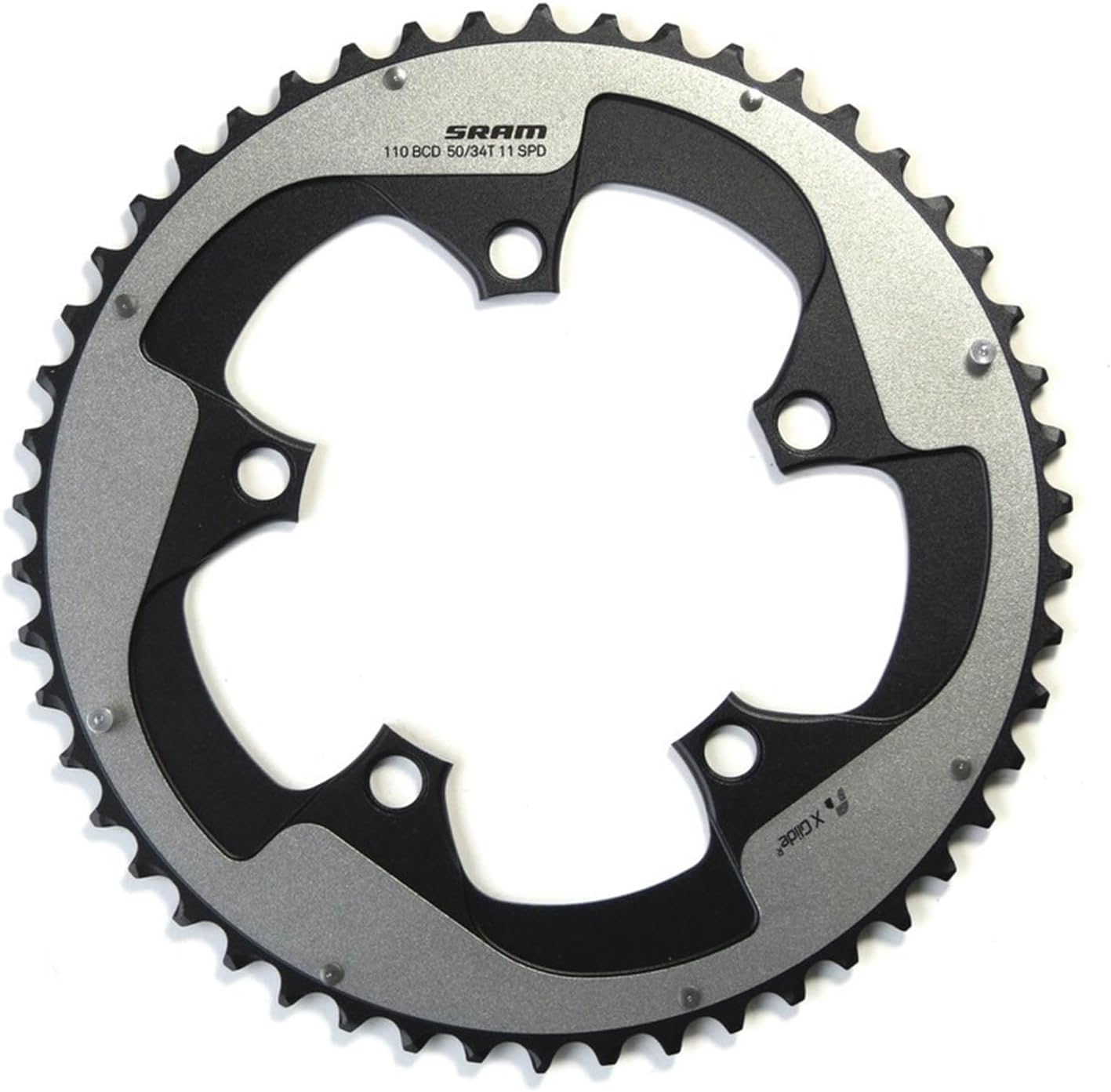 Sram Road Chainring Red22 X-Glide R 50T Yaw S3 Hidden Bolt and Non-Hidden Bolt 110 mm Aluminium BB30 or GXP (50-34) 5 mm - Falcon Grey