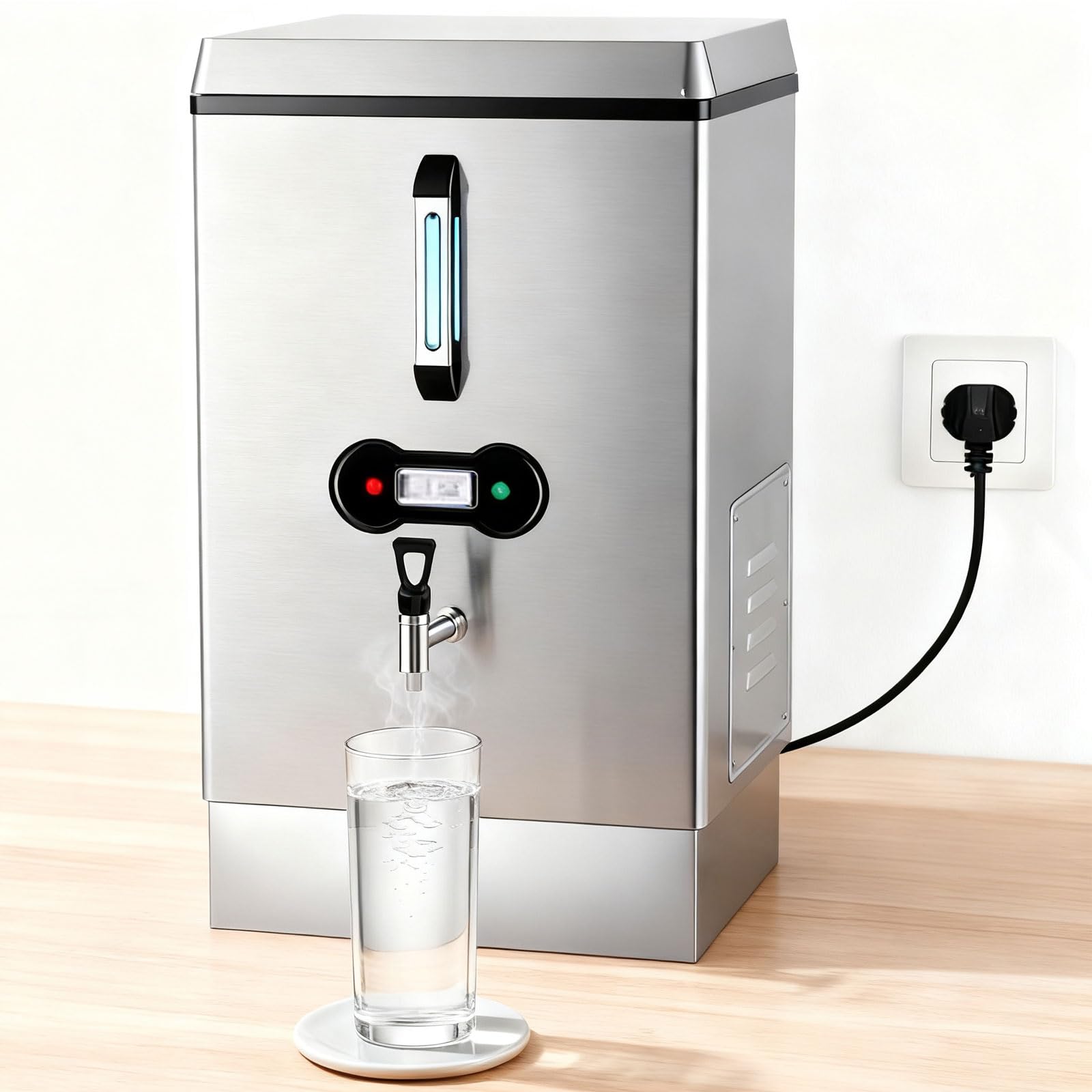 Komercyjny kocioł na wodę 40 l, 3000 W, natychmiastowy dozownik ciepłej wody, podwójna filtracja, stal nierdzewna, automatyczne uzupełnianie, ochrona przed poparzeniem suchym, do kawiarni, biura, domu