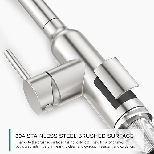 Miniatura 5 de CREA Grifos de cocina con rociador extraíble, grifos para fregadero de cocina, pequeños de arco alto RV de acero inoxidable con una sola manija