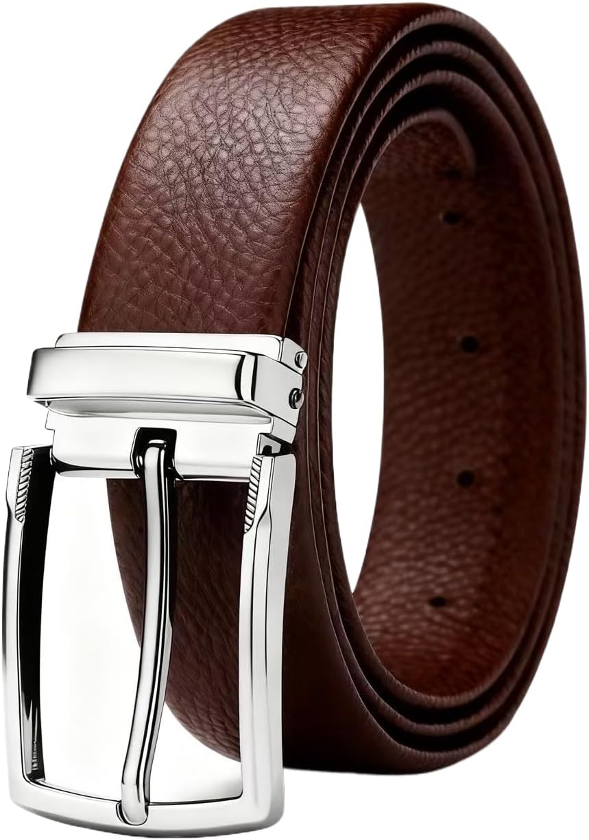 Men's Genuine Leather Dress Belt, 1.38" Wide, Premium Cowhide Business Casual Belt, Classic Design for Work and Formal Wear