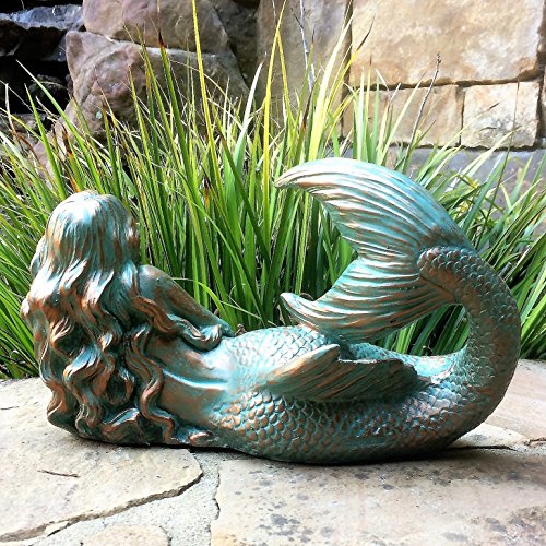 3 Piece Mermaid Table Top Bronze Patina Beach And Pool Statues #TOP7
