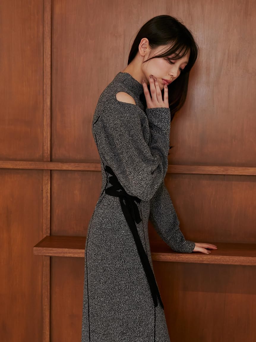 スナイデル] レースアップバイカラーニットワンピース