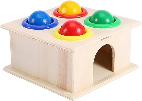 Wooden Ball Hammer Box Kids Brain Game for Intellectual Development Multicolor 11X11X6CM