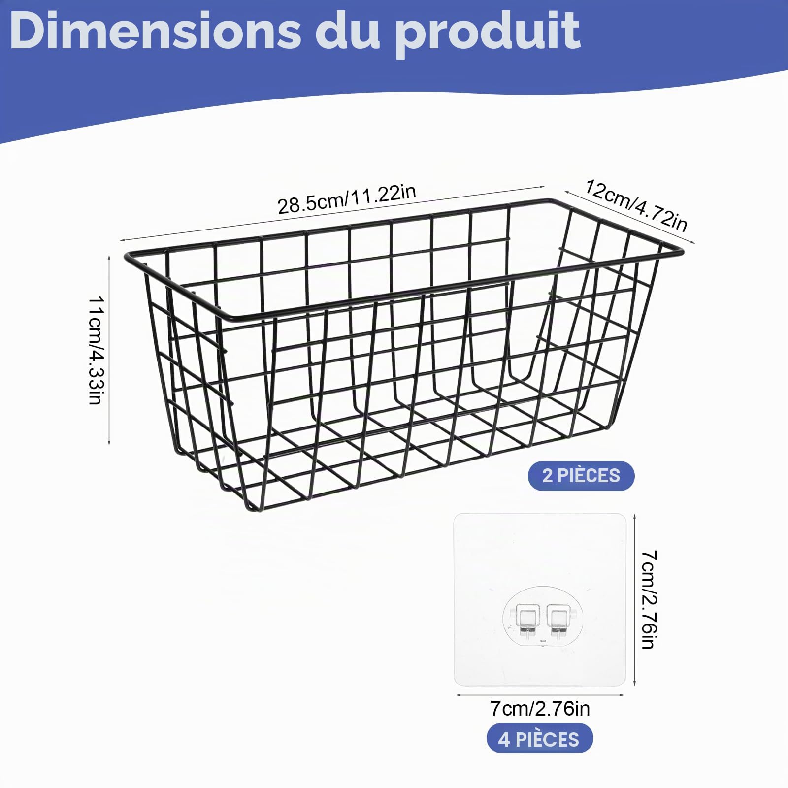 YEXEXINM Lot de 2 organisateurs de rangement en métal pour jouets de bain, panier de douche en maille suspendu avec crochets adhésifs pour baignoire, grand porte-jouets de bain pour ranger les jouets