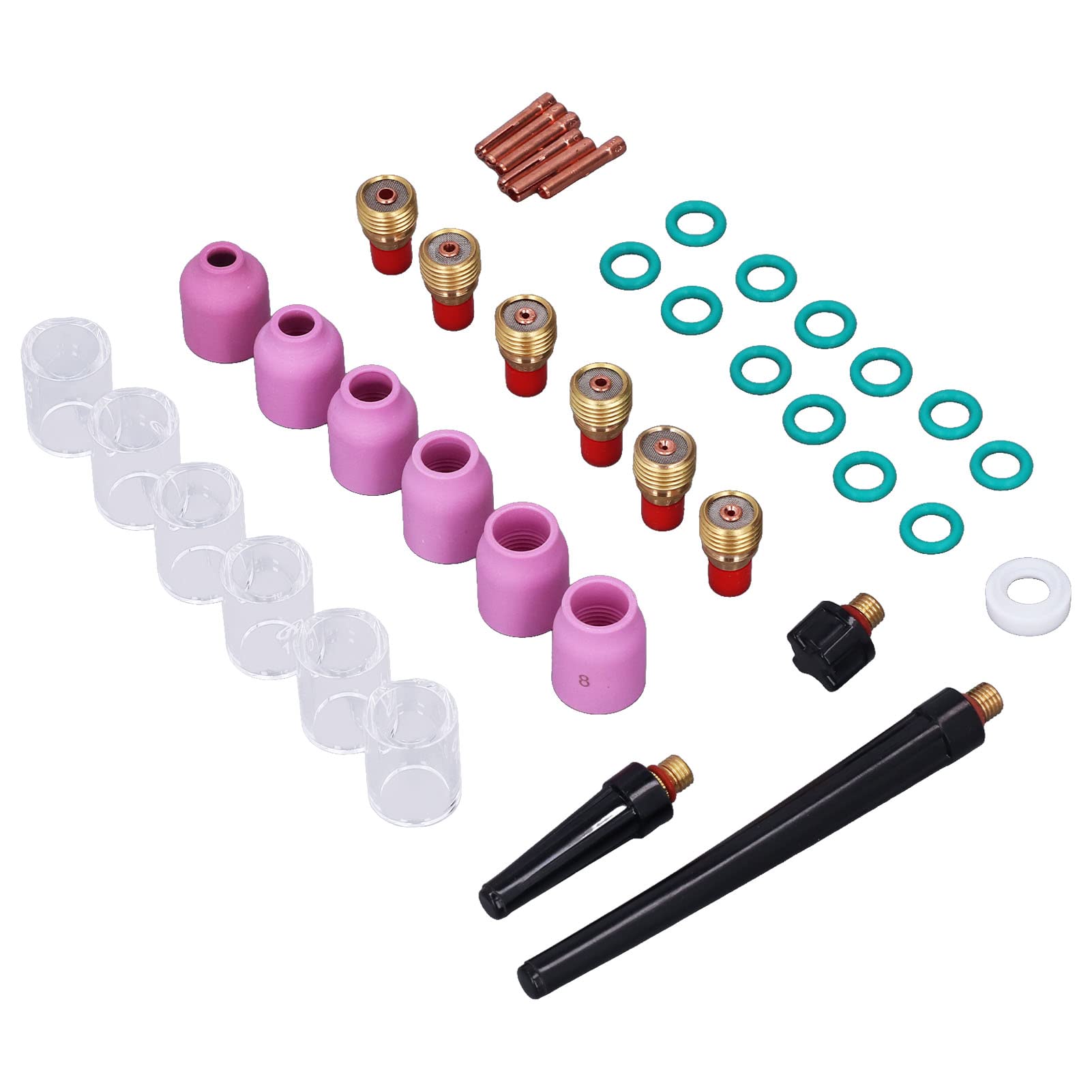 Respicefinem 40Pcs TIG Welding Torch Accessories Kit With Collet Alumina Nozzle Gas Len Glass Cup Suitable For WP 9 20 25 Series Torches And Various TIG Torches Offering Excellent