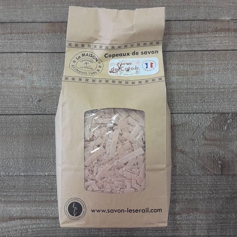 Le Sérail Duo de Copeaux de Savon de Marseille Parfum Fleur de Coton - Économique et Écologique - 2x 1kg - Fabrication Artisanale - pour plus de 40 L de Lessive