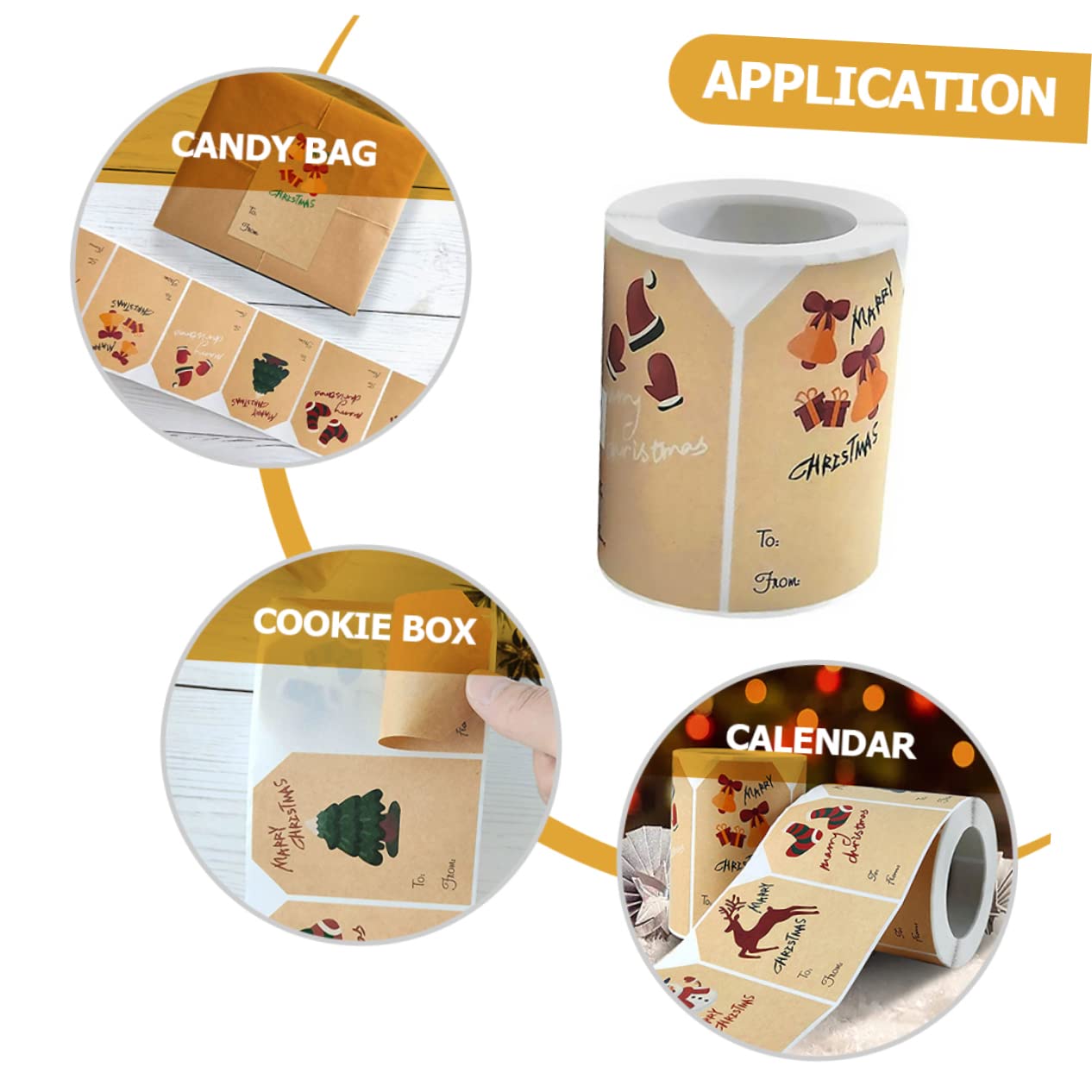 5 Rouleaux Autocollants de Noël etiquettes autocollantes étiquettes autocollantes porte-noms personnalisés autocollant d'emballage adhésif étiquettes de noël papier kraft