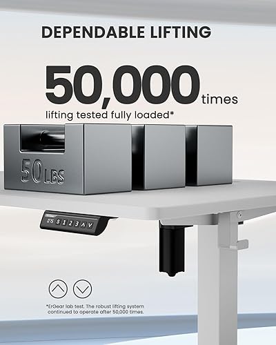 Miniatura 7 de ErGear Escritorio eléctrico de pie ajustable en altura, escritorio de pie de 40 x 24 pulgadas, escritorio de oficina en casa con memoria (blanco)