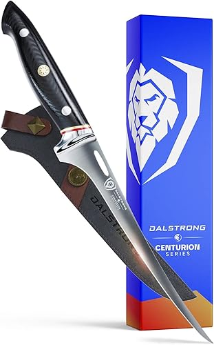 Dalstrong Cuchillo de filete 7 pulgadas Cuchillo de cocina flexible Serie Centurion Acero inoxidable sueco 14C28N de alto carbono Deshuesar,