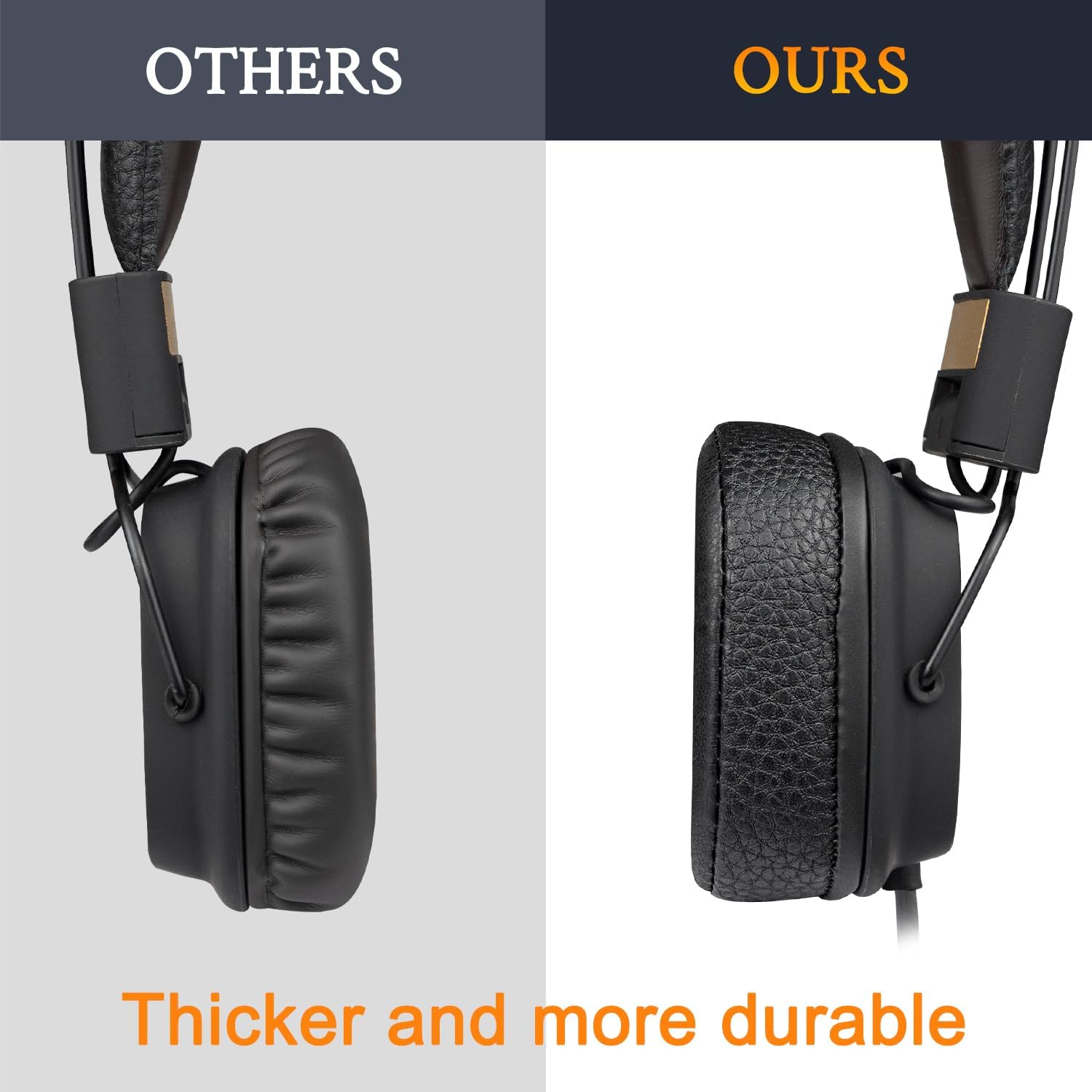 SOULWIT Replacement Ear Pads Cushions for Marshall Major I/II/III/IV Wireless/Wired Headphones, for Marshall Major 1/2/3/4 Headset, Earpads with Soft Protein Leather - Black - Image 6