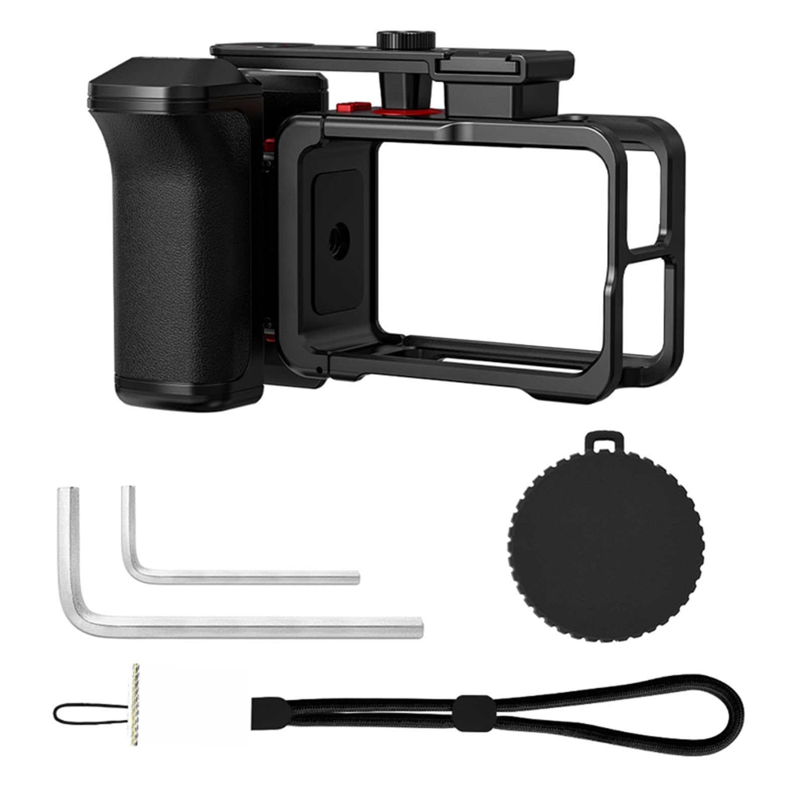 Zestaw metalowych uchwytów ulicznych do DJI Osmo Action 5 Pro / 4/3 z klatką, zestaw uchwytów fotograficznych, magnetyczne szybkie zwalnianie, przycisk migawki, zimna stopka, osłona obiektywu