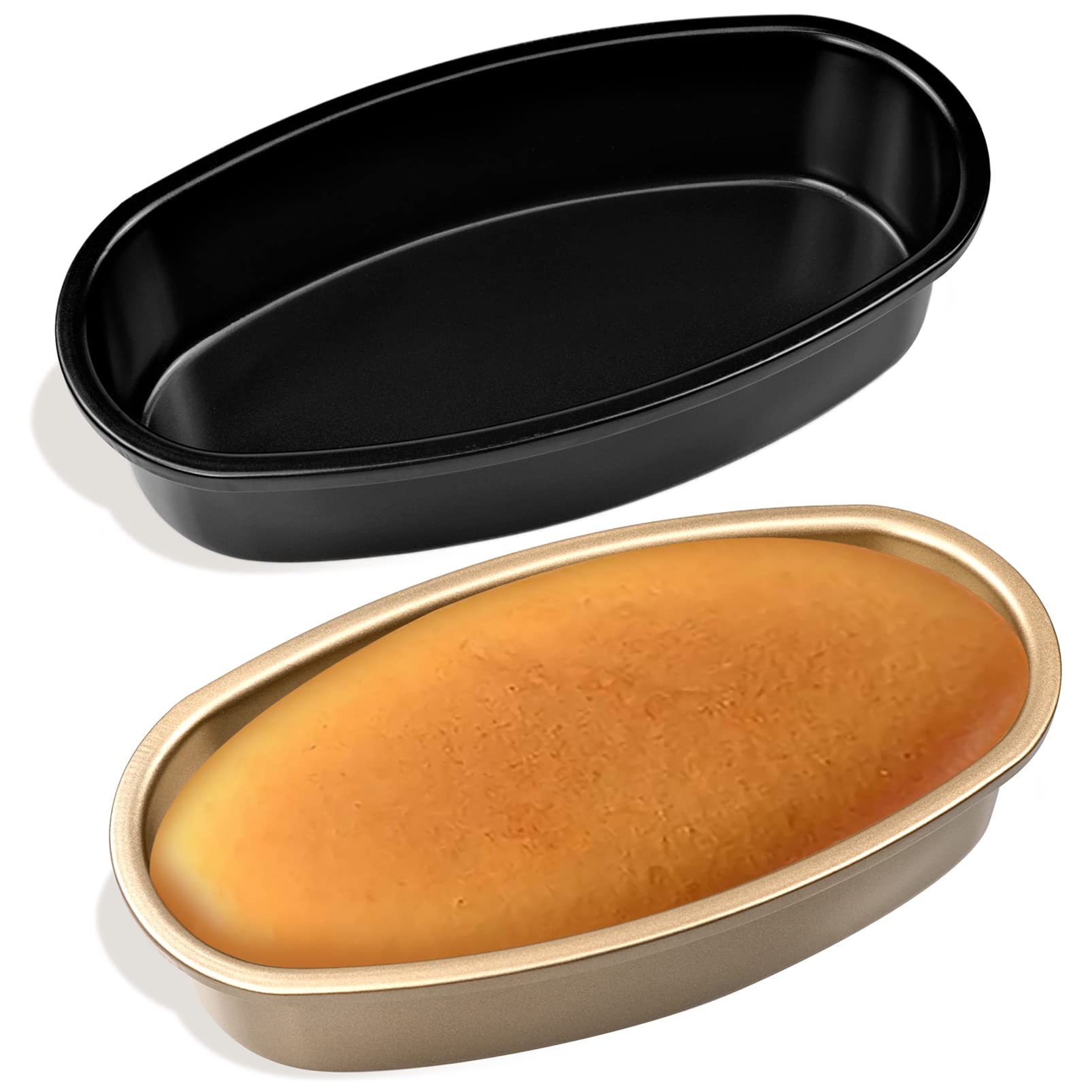 2 Pack Oval Cheesecake Pan 9" Non-Stick Cake Pan Mold,Aluminum Cheesecake Tin Moulds,Non Stick Baking Molds