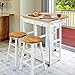 Casual Home Drop Leaf Breakfast Cart with 2 Stools-White, 32