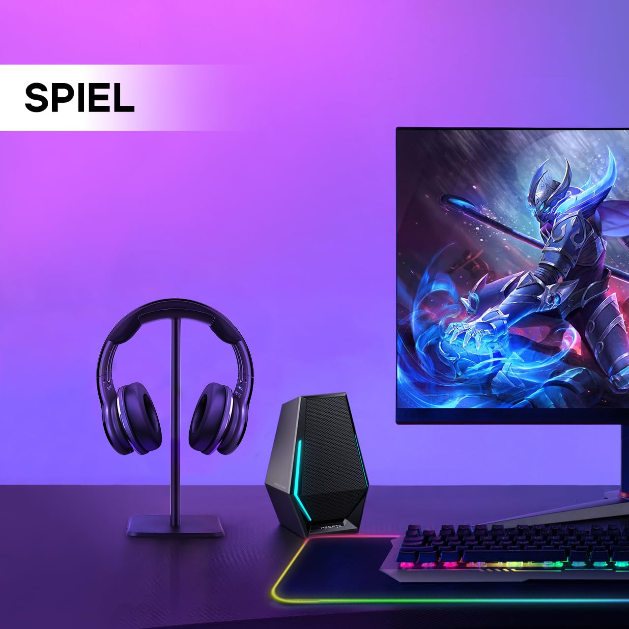 JIKIOU Kopfhörerständer Gaming Headset Halter Universal Aluminium Metall Kopfhörerhalter Aufhänger mit Aluminium Stützstange Flexibler Kopfstütze ABS Solide Basis für alle Kopfhörer 2er Pack (Schwarz)