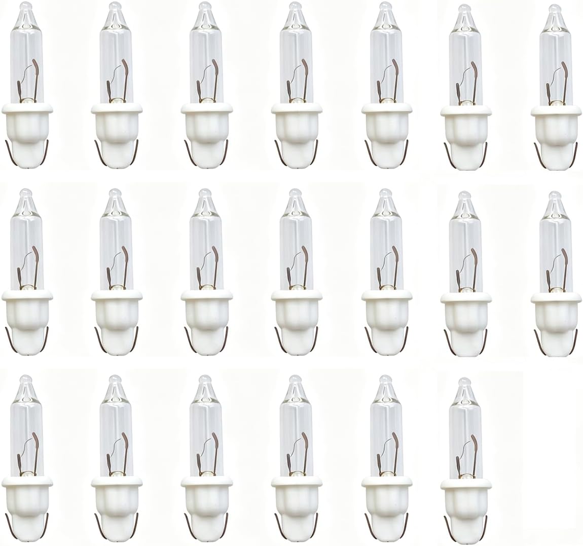 Clear 12 Volt Mini Christmas Replacement Bulbs for Incandescent String Lights, mini Base, 0.96 Watt, 80 mA (50)