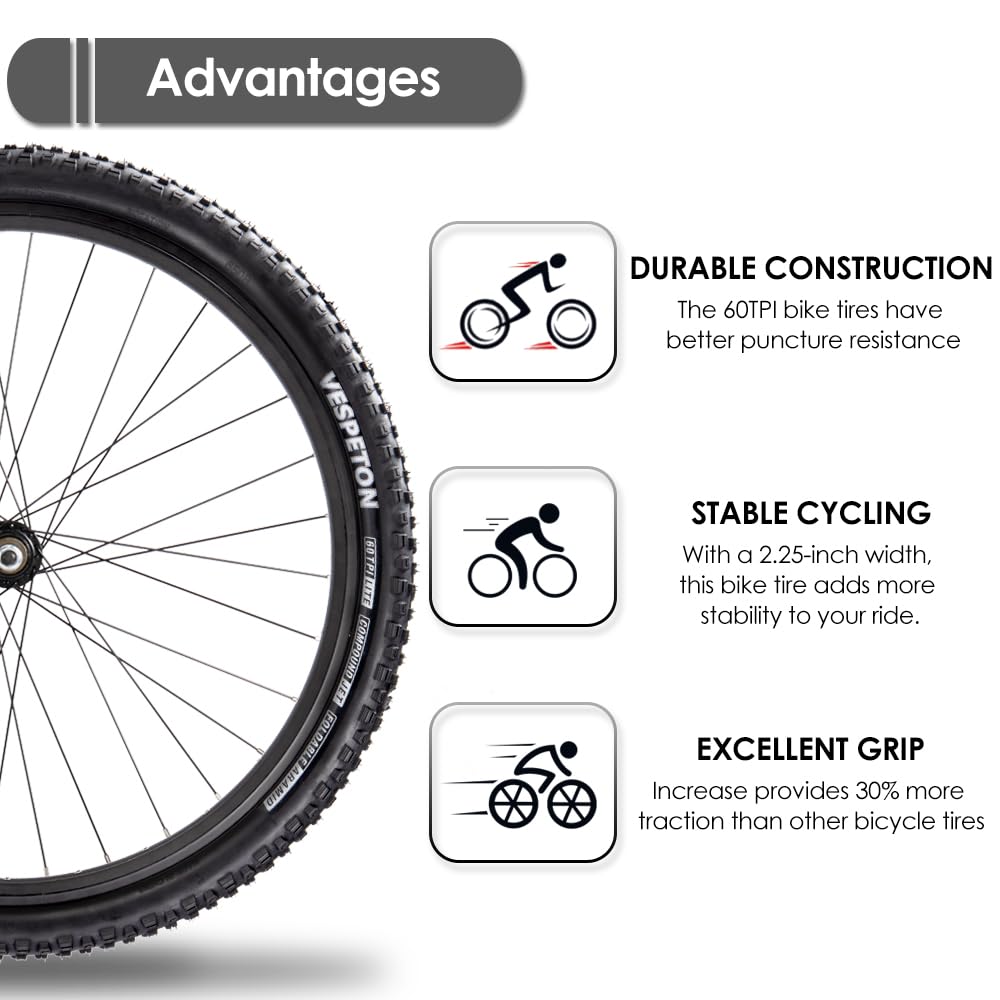 Par de neumáticos de bicicleta de montaña de 60 TPI, neumáticos plegables de Kevlar, 26/27.5/29 x 2.25 pulgadas, paquete de 2