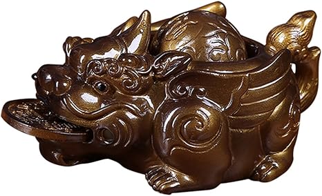 Flameer Pi Xiu Chinese Kung Fu Tea Pet Tea Ceremony Color Change Decor - Gold