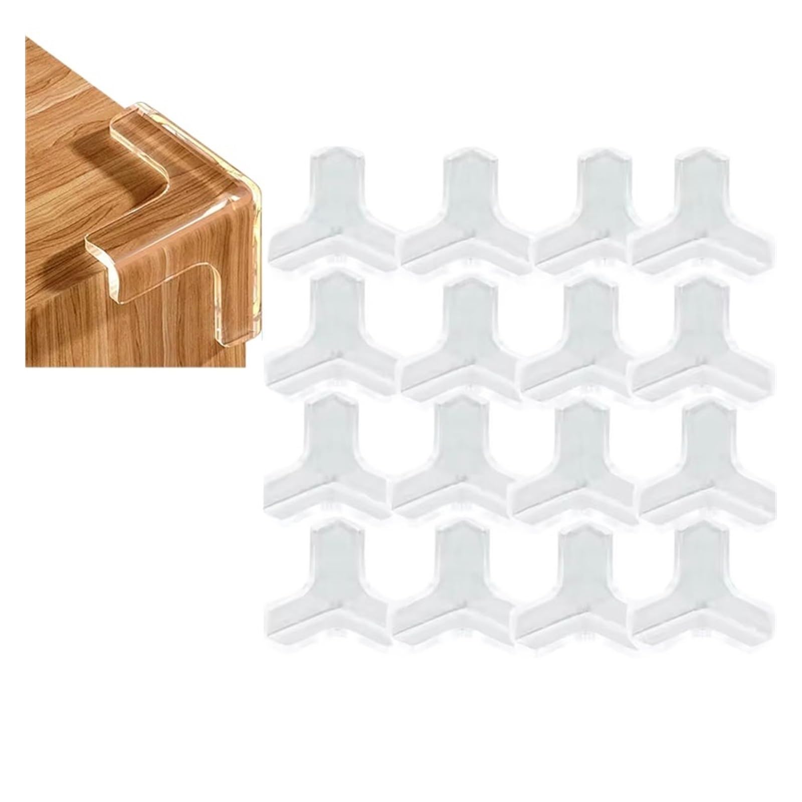 4/8/16pcs Safety Silicone Table Corner Protector Furniture Edge Protection Cover Transparent Children Anti Collision(16PCS T Shaped)