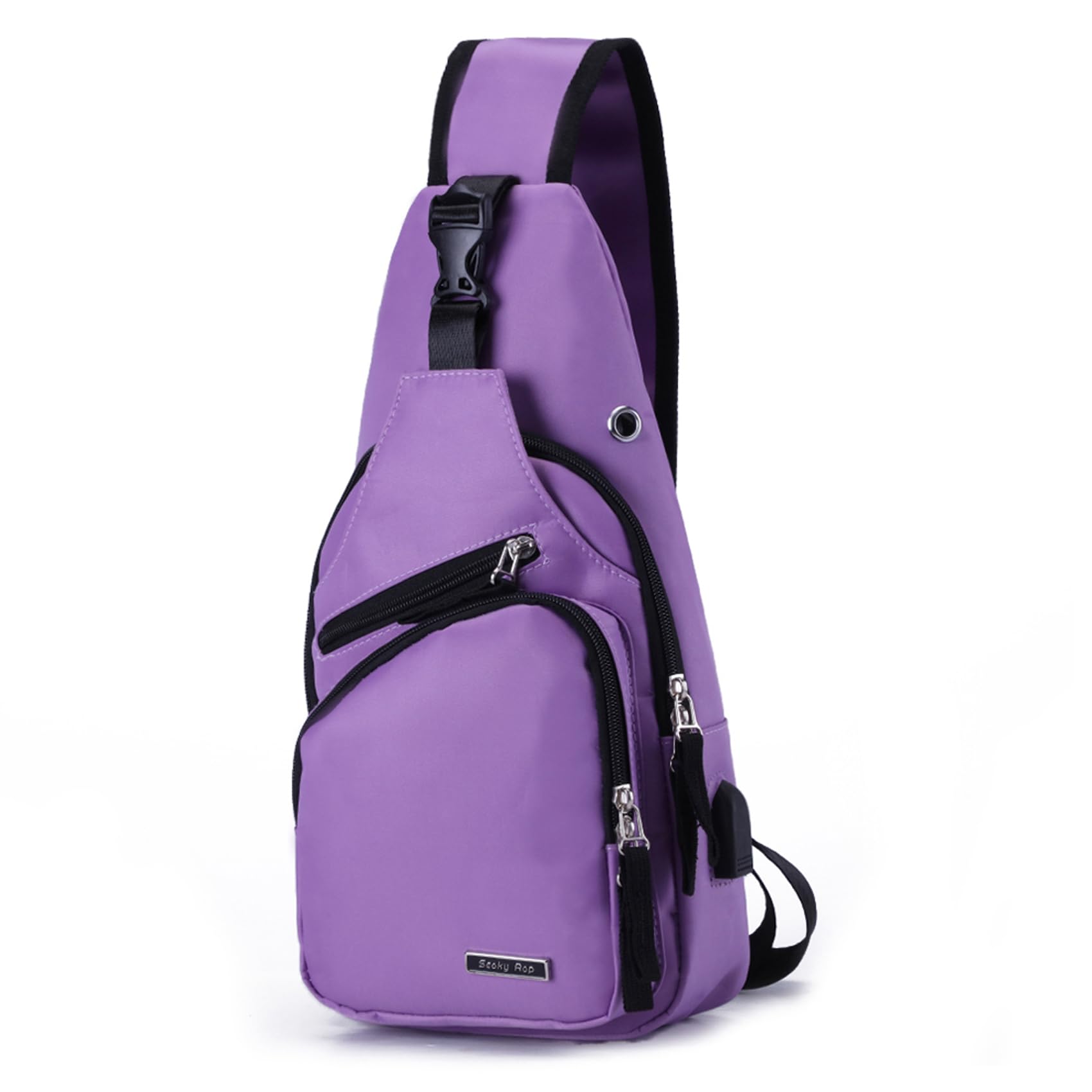 Seoky Rop Men Women Sling Backpack Nylon Water Resistant Shoulder Chest Crossbody Sling Bag with USB Charging Port