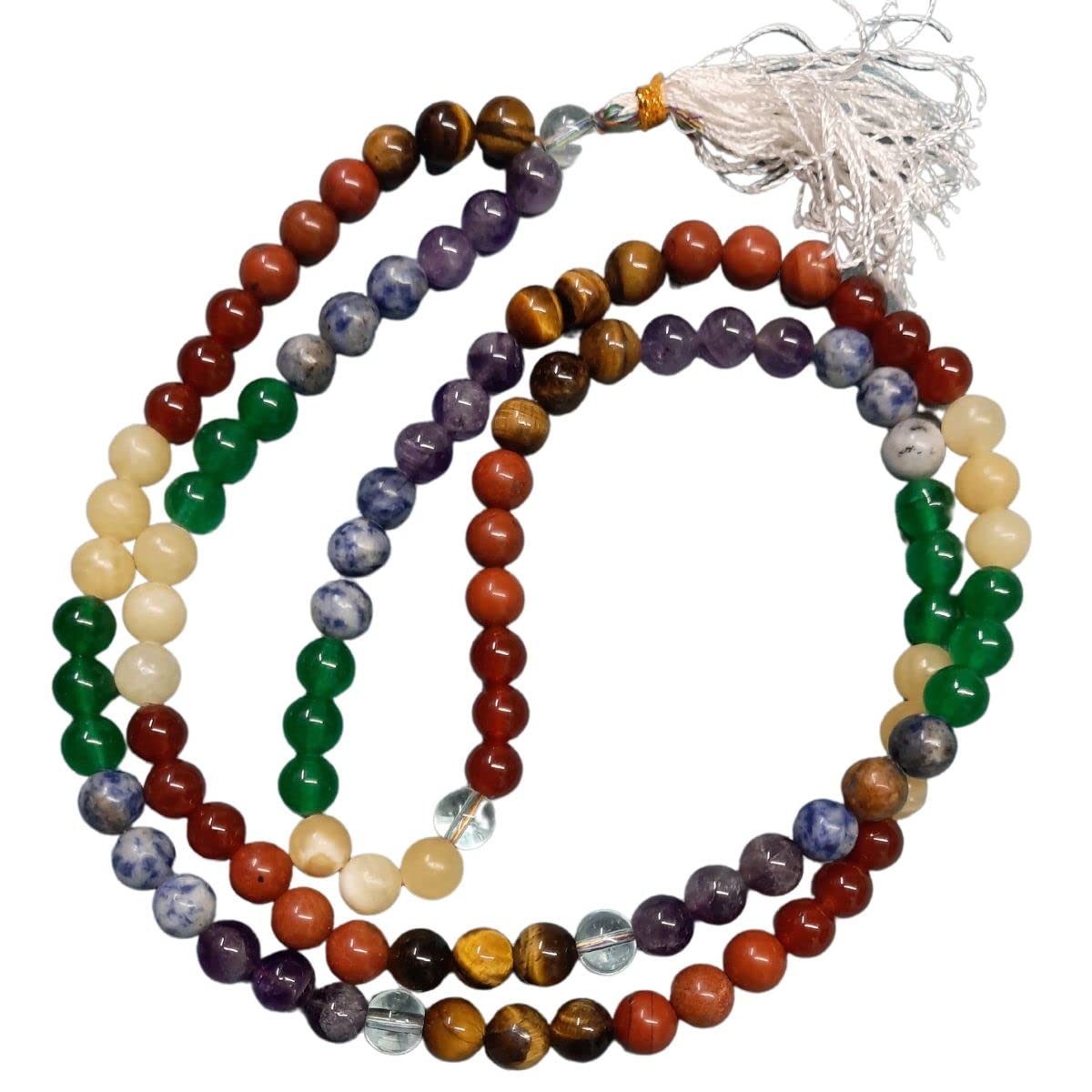 Maitri Export Seven Chakra japa Mala 108 Beads for Reiki Healing Natural Semi Precious Crystal Stone Thread Knotted Jap Mala 8 mm Round Jaap Mala for Pooja (Seven Chakra) (B0BR56PXCN) Amazon Price History, Amazon Price Tracker