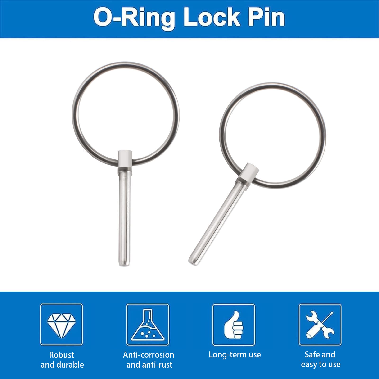 INCREWAY 4 PCS Dia 5mm Stainless Steel Round Safety Pins Trailer Lock Pin Retaining Pins Lynch Pin Fasteners for Track Farm Lawn - Image 4