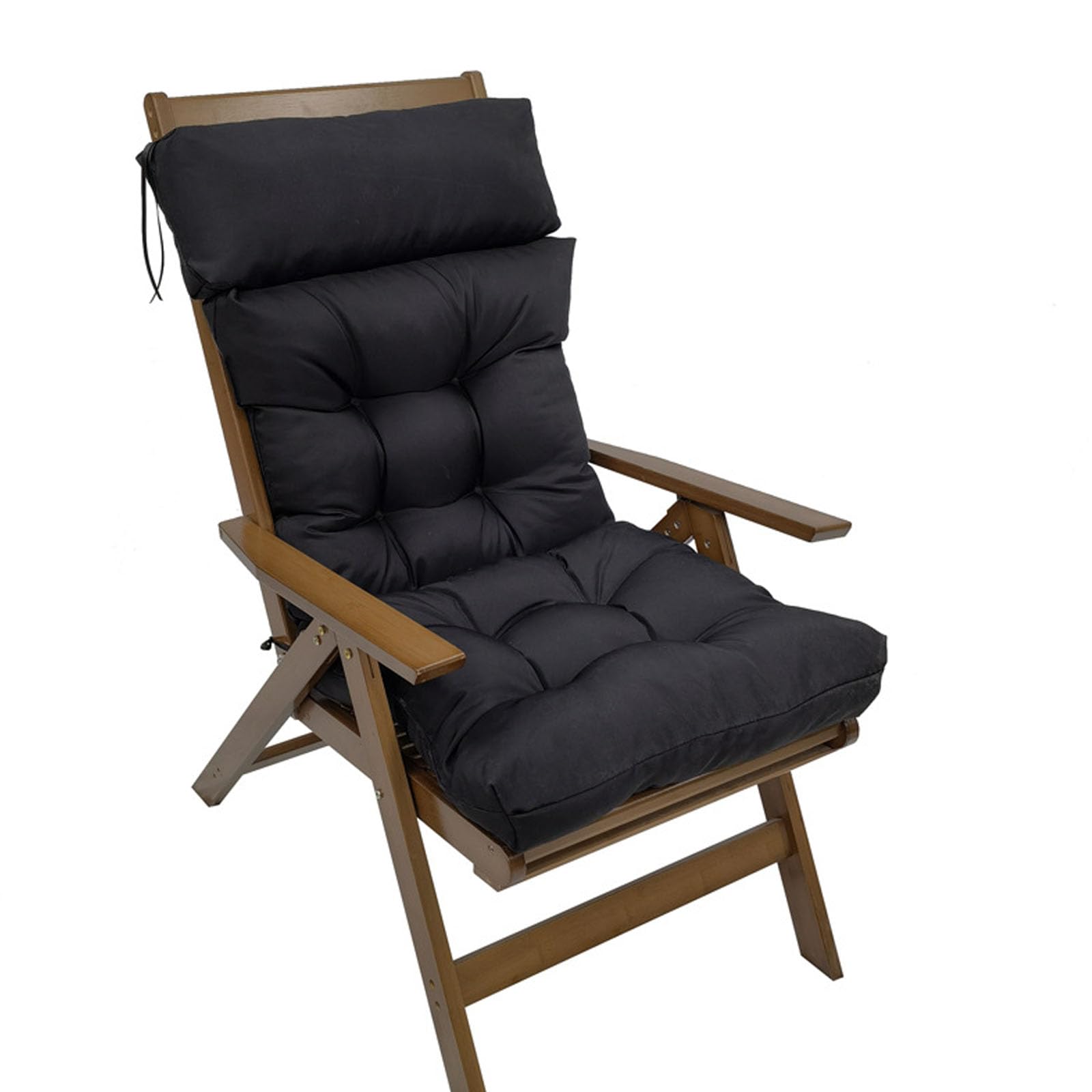 Tufted Adirondack Outdoor Chair Cushion,Waterproof Patio Chair Cushion,High Back Chair Cushion,Black