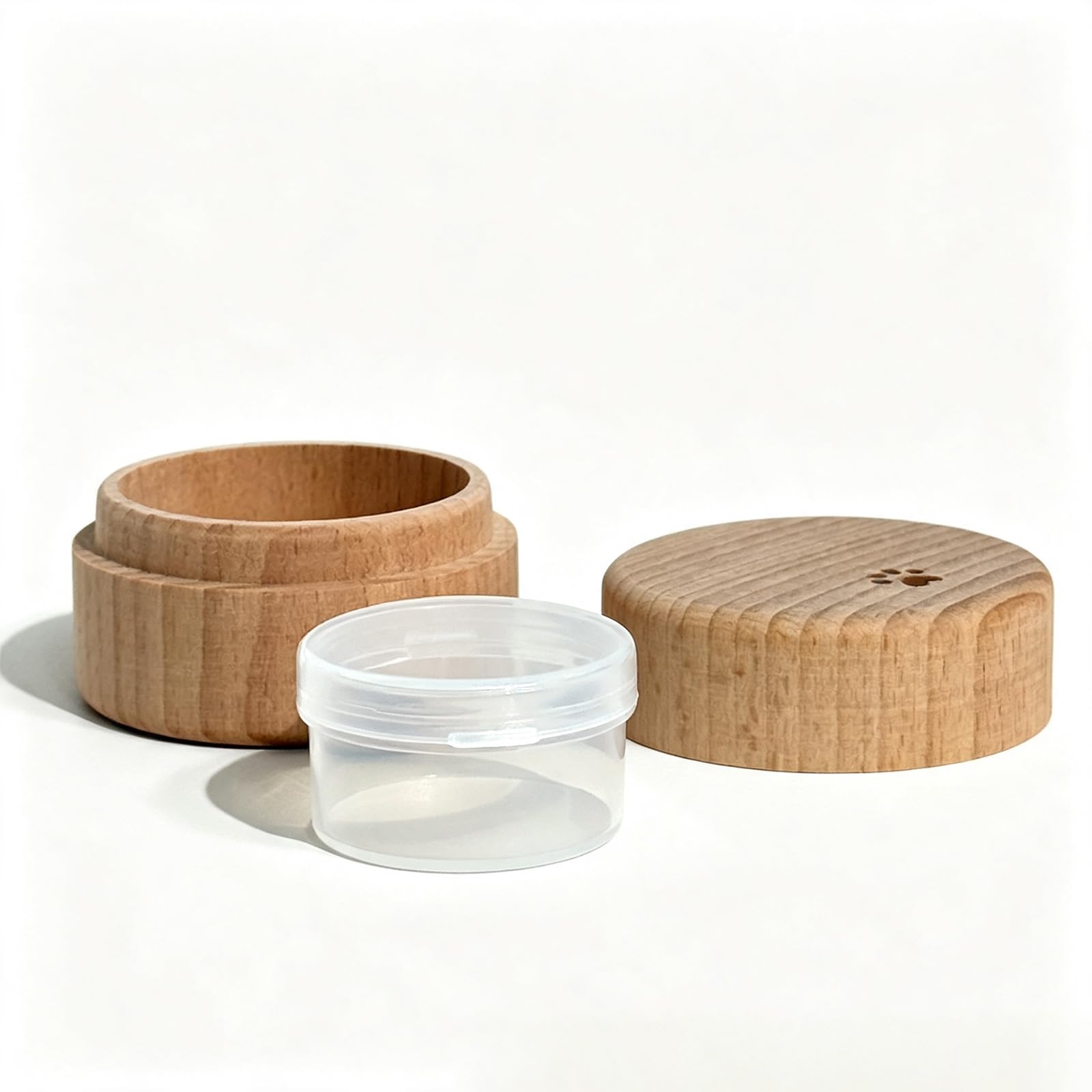 ZBELLO Pet Memorial Wooden Urn, Small Pet Ashes Keepsake Box with Inner Plastic Container, Paw Print/Rainbow/Heart Engraved Wooden Casket for Cat Dog Hair Teeth Remembrance Gift (5cm,C)