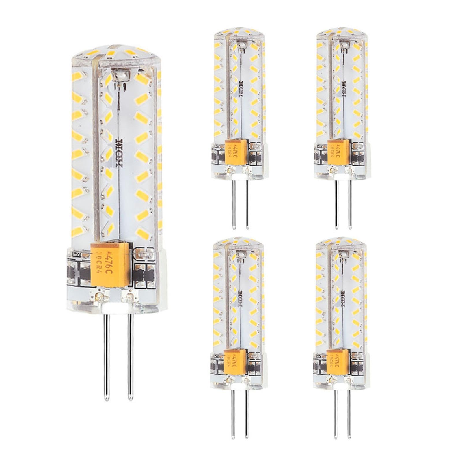 Ampoule LED G4 5W à culot à deux broches sans scintillement 6000 K lumière du jour AC/DC 12V 7W T3 G4 à culot à deux broches en silicone pour éclairage domestique 5PC 7W-blanc chaud