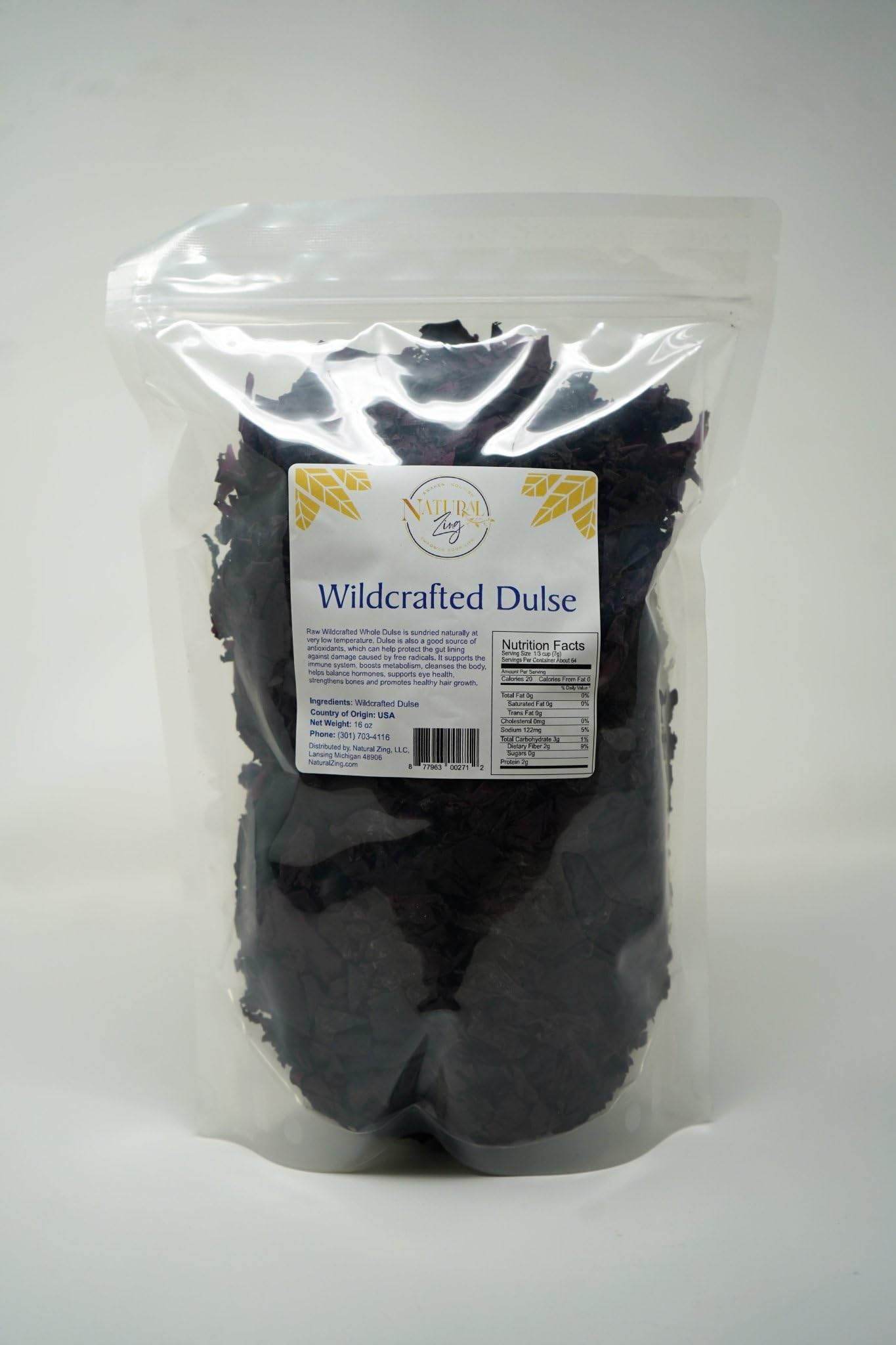 Dulse Natural Zing, Whole (Raw, Wildcrafted) 1 lb