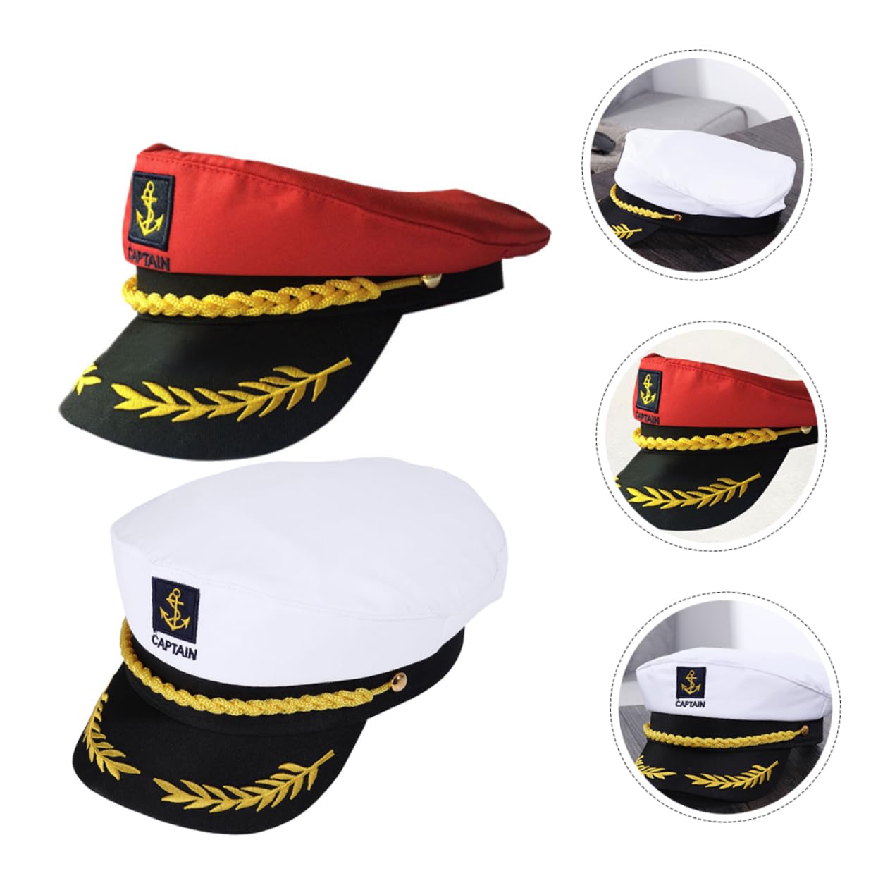 GAROZATION 2pcs Embroidered Captain Hats for Costume Parties Lightweight Hat for Cosplay Sailing Events Fun Decorative Accessory for Themed Parties