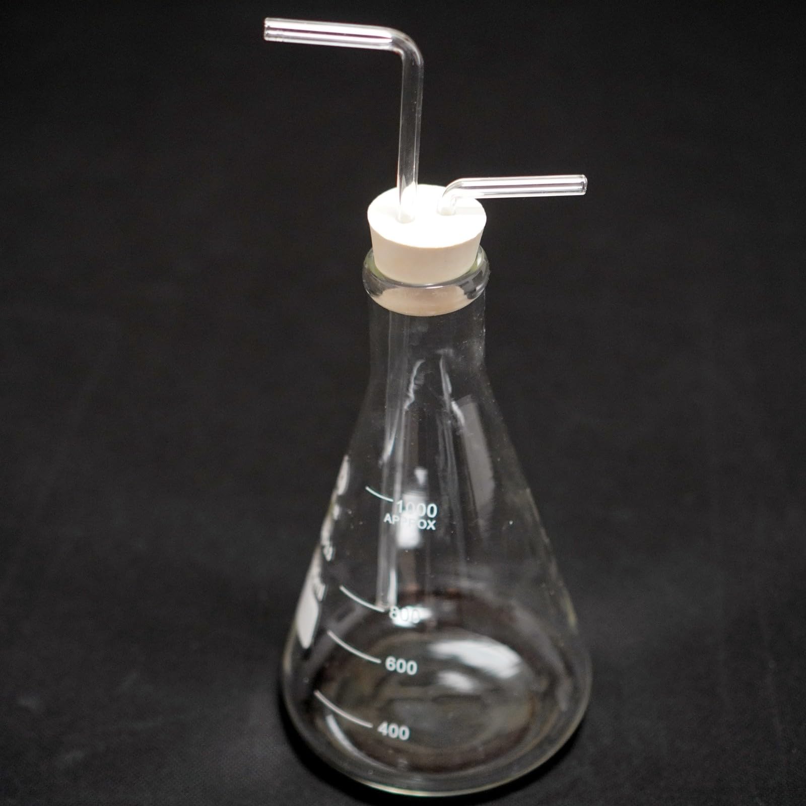 1 szt. 1000 ml borokrzemianowa szklana butelka Erlenmeyera do płukania gazów z korkiem PTFE – trwałe szkło laboratoryjne do absorpcji gazów