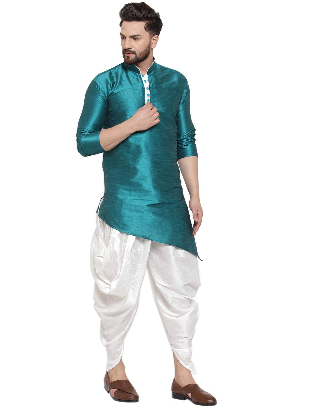 Men's Dupion Silk Dhoti Kurta Set.-image-16