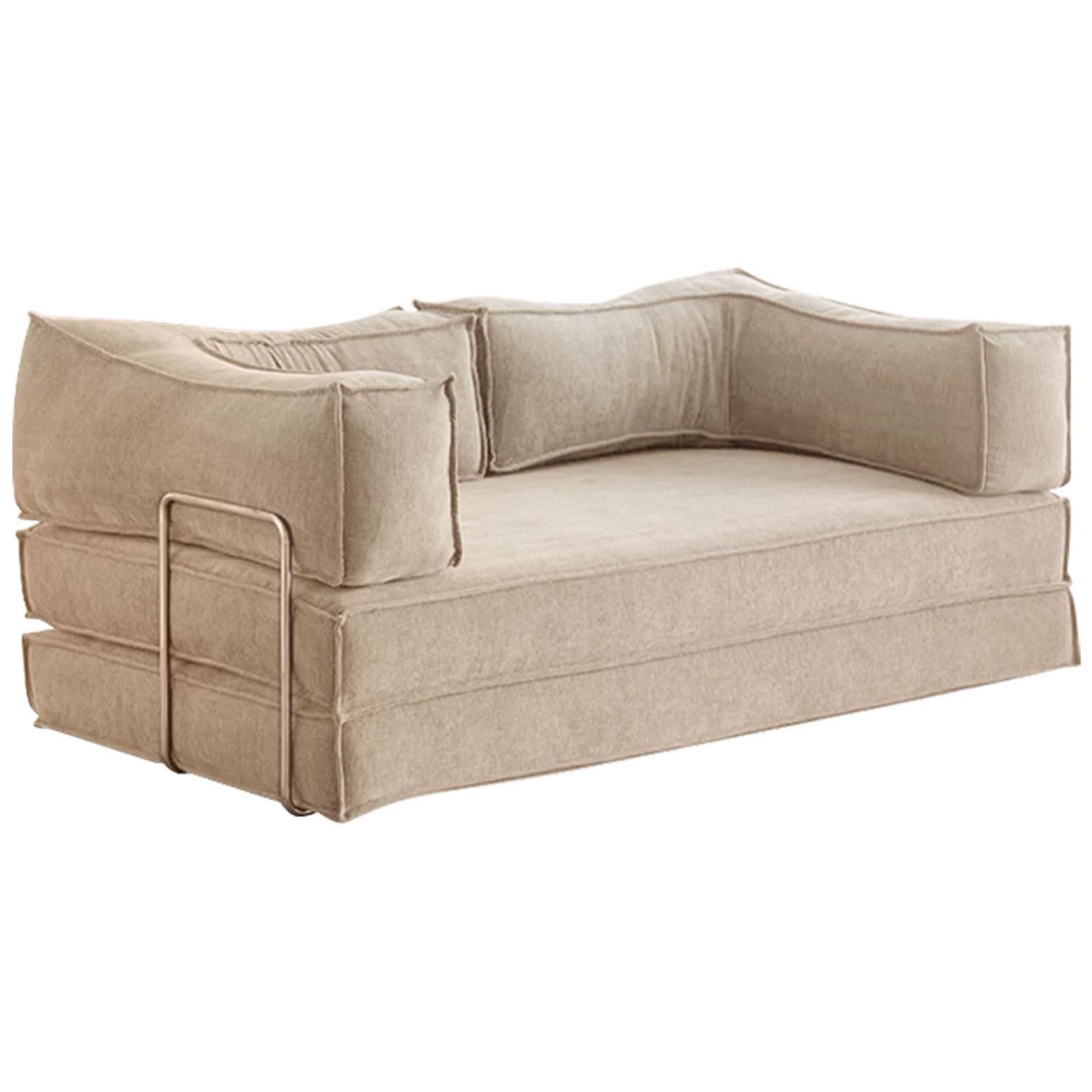 Divano Letto Pieghevole In Ciniglia, Divano Compatto senza Struttura Da 59 Pollici, Imballaggio Compresso(Beige white)
