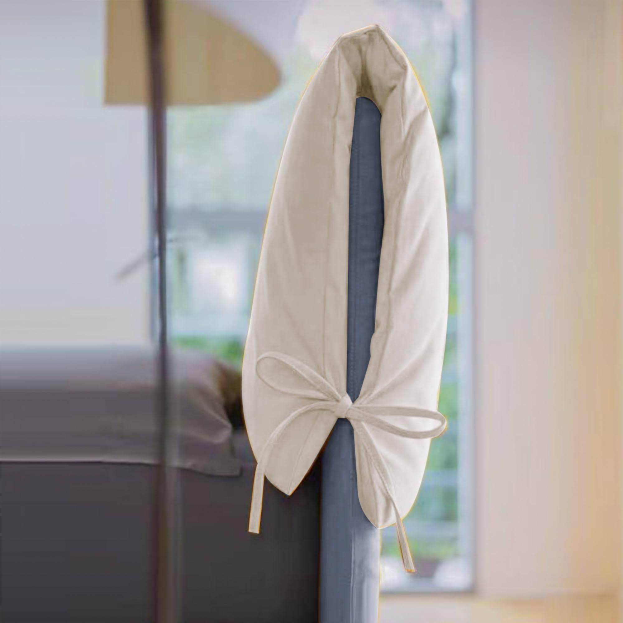 Juego de fundas de terciopelo para cabecero de cama y fundas de cama con cintas para atar para cama, a prueba de polvo, funda principal con lazos, protección completa para cama de madera y