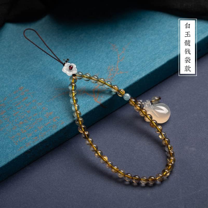 Natural Blonde Crystal Cell Phone Charm Phone Chain Lanyard Short Wrist Cord Jewelry