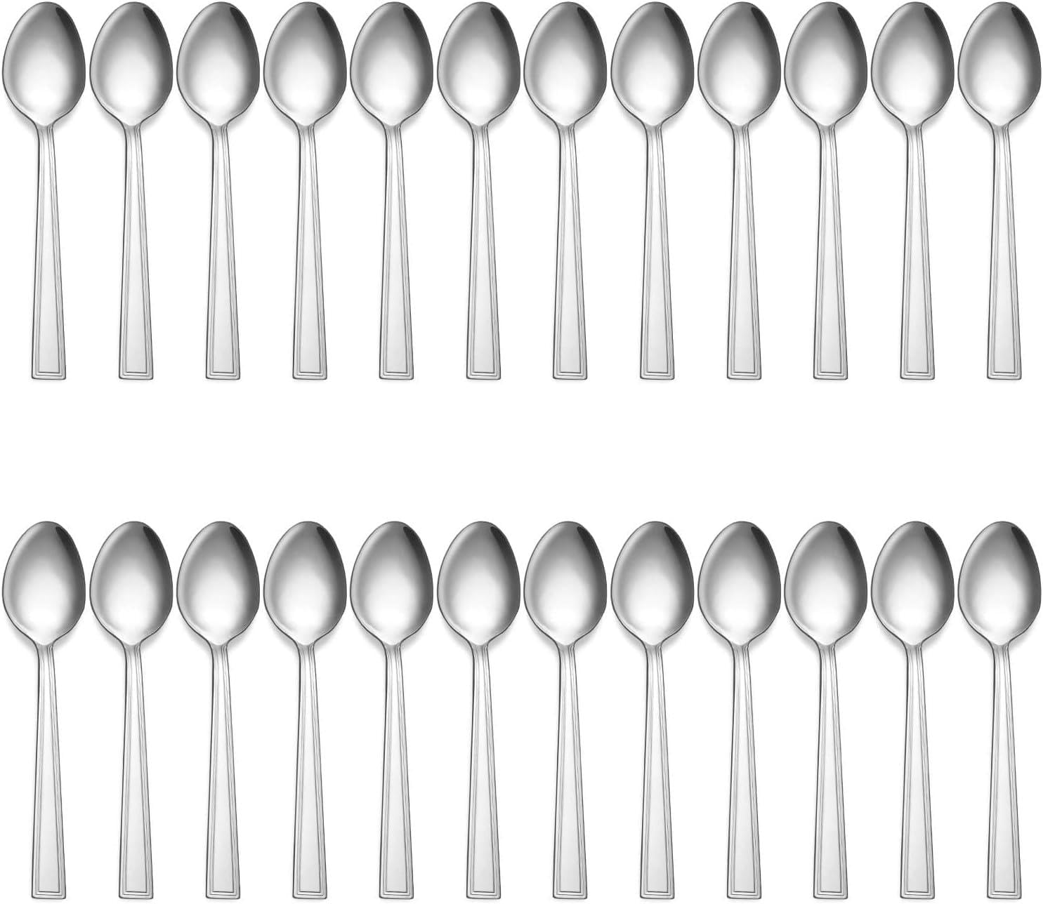 Hunnycook 24 Piece Spoons Set - Large Stainless Steel Dessert Spoons Dining Spoons, Mirror Polishing Cutlery Spoons Set for Home, Restaurant, Dishwasher SafeοΌ7.7inch /19 cm οΌ