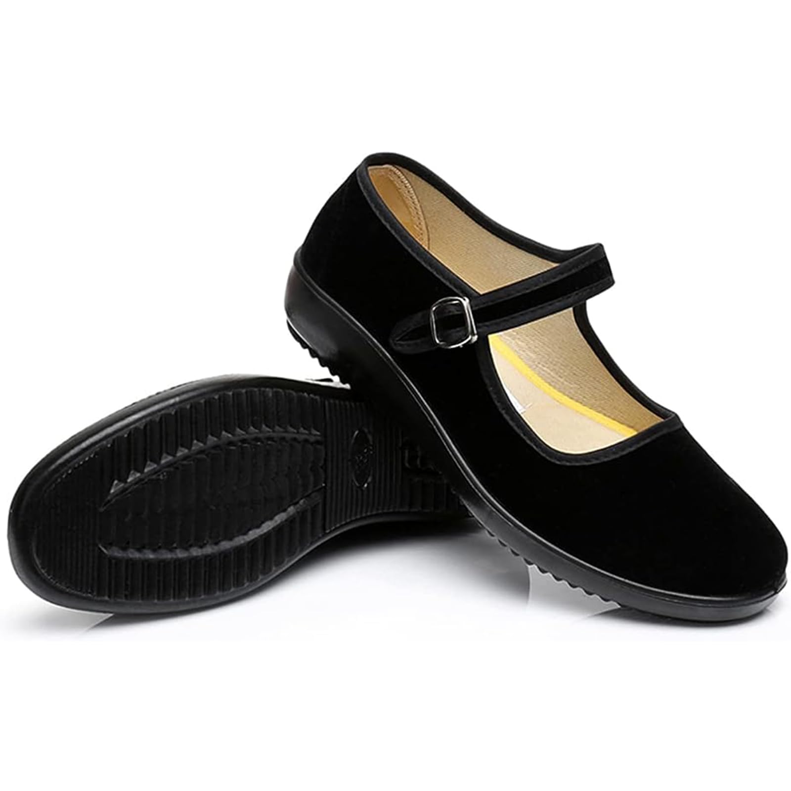 AioTio Aksamitne buty Mary Jane damskie, czarne, baleriny, eleganckie, płaskie buty Old Pekin, miękka antypoślizgowa gumowa podeszwa, buty chińskie z wygodną bawełnianą podszewką
