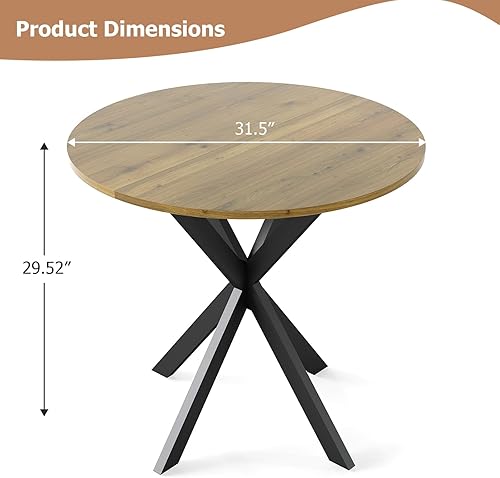 Miniatura 2 de Mesa de comedor redonda, mesa de comedor pequeña de 31.5 pulgadas para 2-4, mesa de cocina redonda con patas negras de metal, mesa de comedor