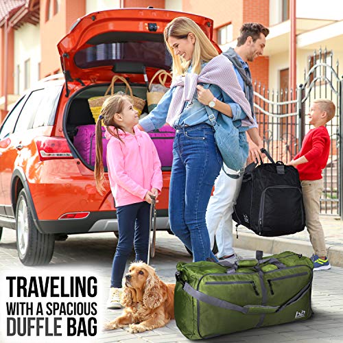 Extra Large Duffle Bag with Pockets - Waterproof Duffel Bag for Women and Men (Dark Green)