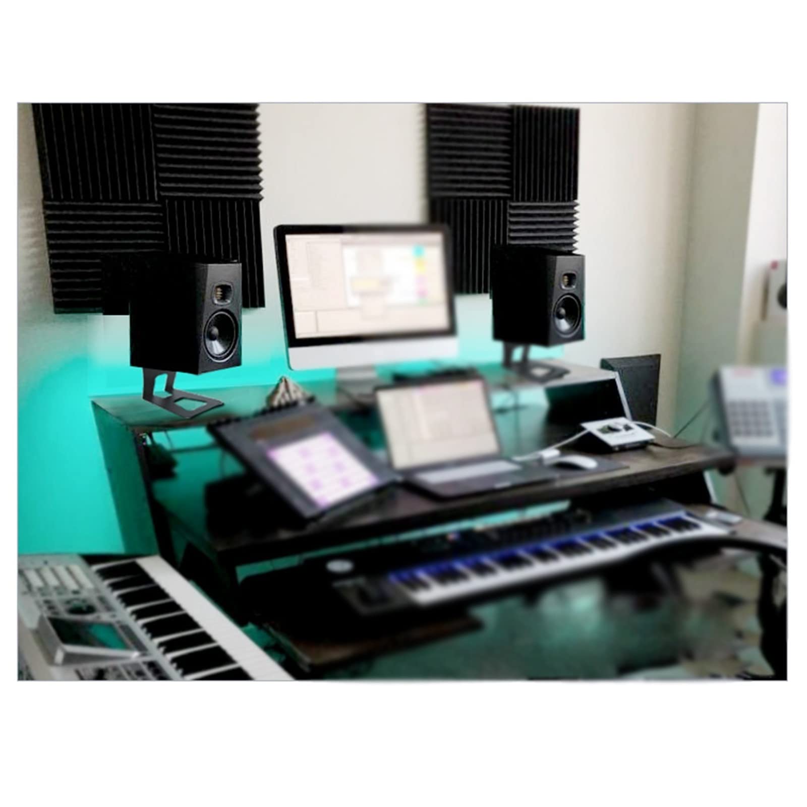 Supporto per altoparlanti Supporto audio Staffa audio Home Theater Altoparlante desktop Scaffale Studio di registrazione Scaffale Monitor Box Staffa Base altoparlante Supporti per altoparlanti(White,1