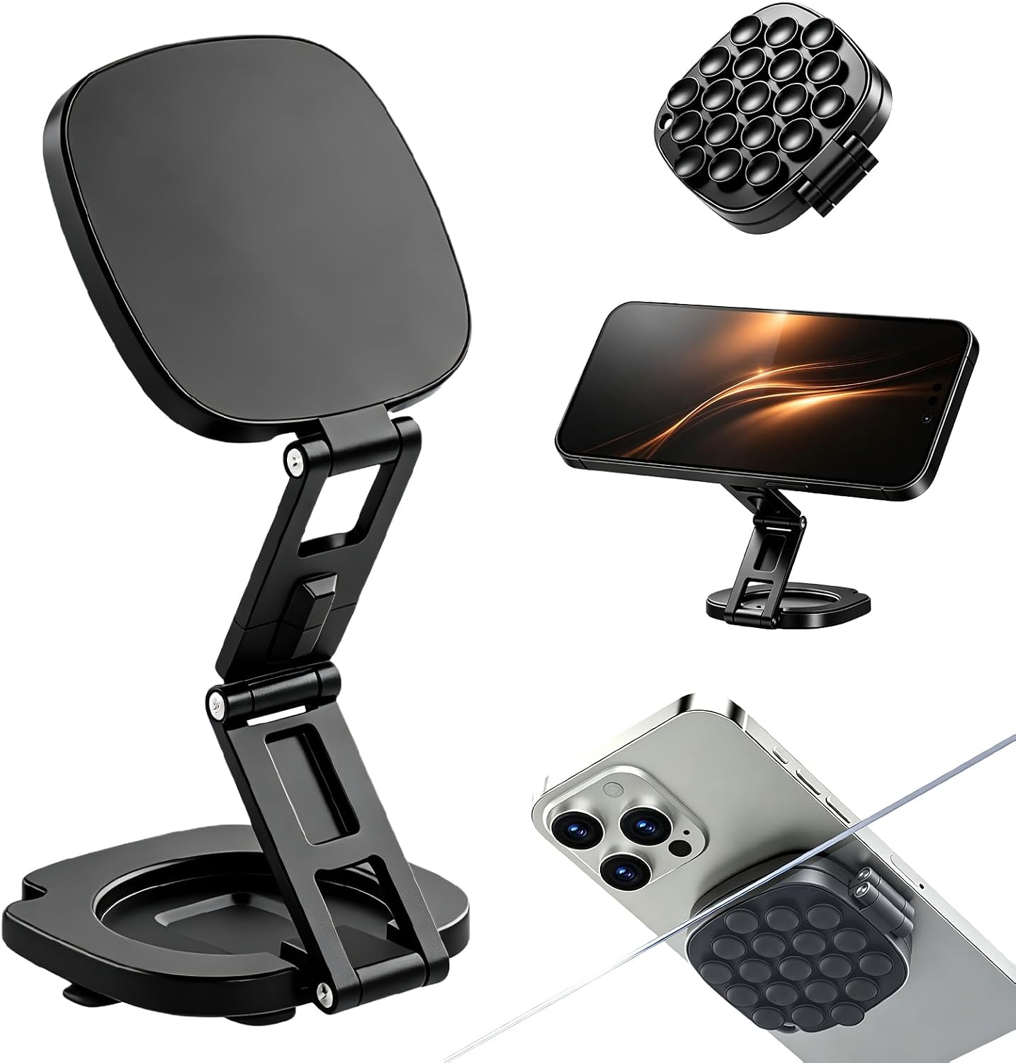 3-in-1 Magnetic Suction Cup Phone Mount, Tri-Axis 360° Adjustable