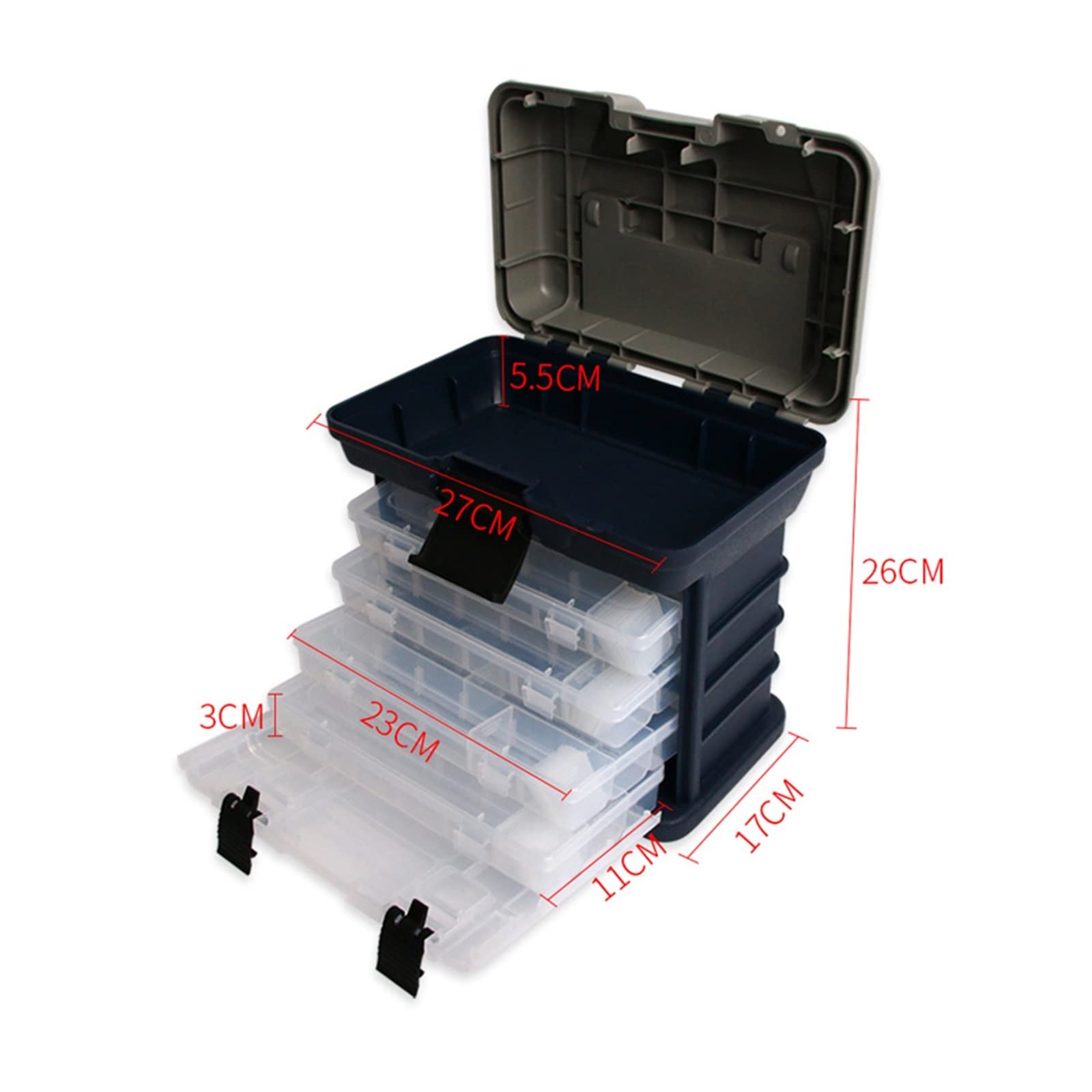 Scatola portaoggetti portatile for attrezzi da pesca, scatola porta accessori for attrezzi da pesca con maniglia, scatola porta esche, adatta for la pesca in barca in mare aperto e la pesca in