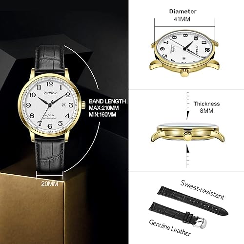 Miniatura 6 de SHENGKE SINOBI - Relojes clásicos de negocios para hombre con números arábigos fáciles de leer para hombre con fecha calendario resistente al agua