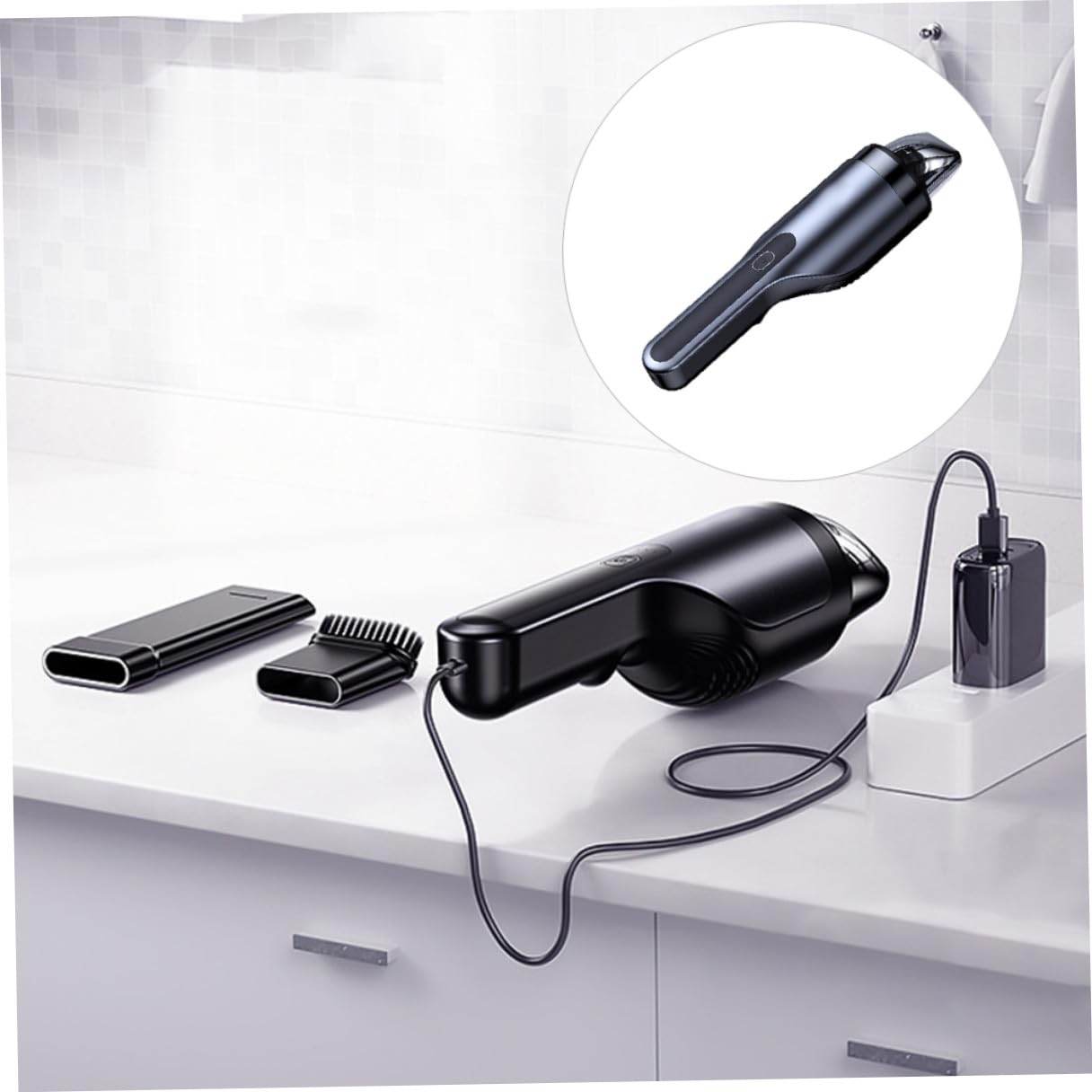 Aspirapolvere Portatile Ricaricabile Usb senza Fili per Auto Leggero in Abs Batteria 2000mah per Pulizia Veloce e Pratica in Auto e Casa