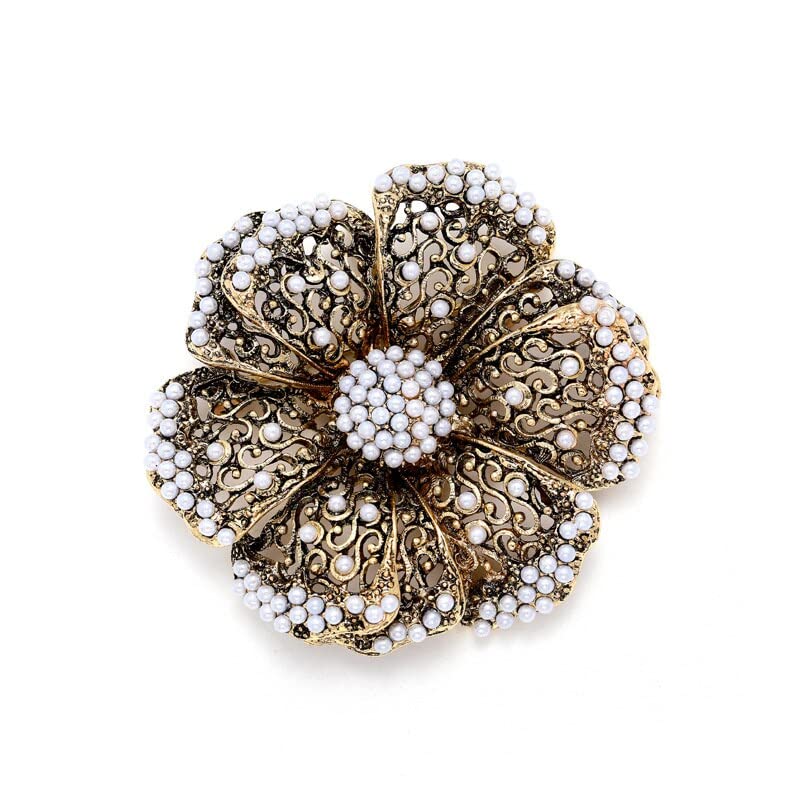 Pearl Begonia Flower Broche Exagerado Abrigo Pin Accesorios Botón Cardigan Mujer
