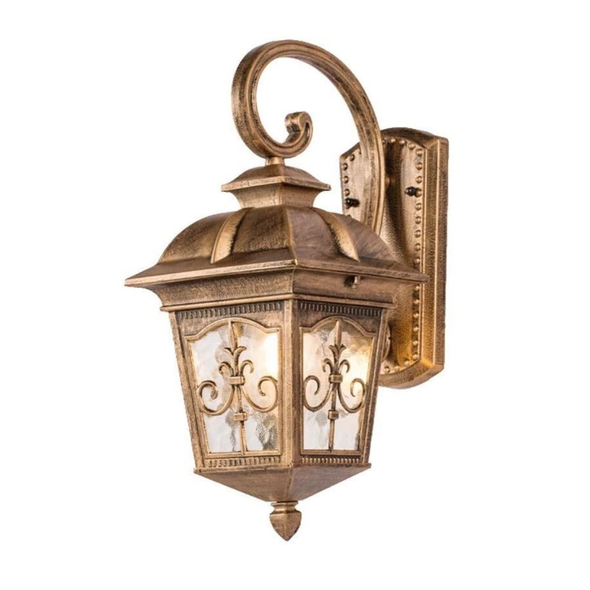 CVdrtyED Outdoor Wall Lights European Outdoor Wall Light Aluminium Lamp Lantern Vintage Waterproof Glass Shade Sconce for Villa Balcony Durable Porch(Brass,H 45CM)