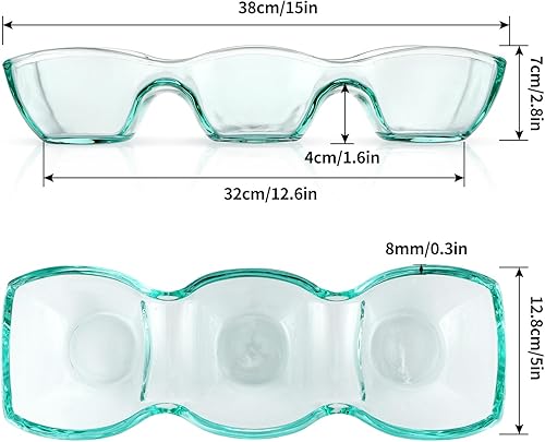 Miniatura 2 de MDLUU Cuenco de vidrio grueso con triple inmersión, plato grande dividido para servir, servidor de aperitivos de 3 compartimentos para